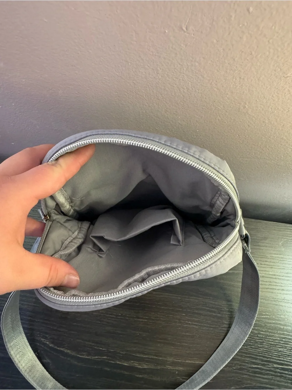 Compact Gray Crossbody Bag